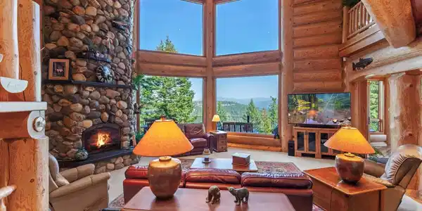 Image 3: Stone Floor to ceiling fireplace