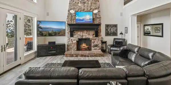 Image 4: 2 story stone fireplace