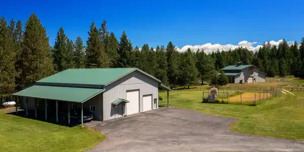 Image 4: Aerial View of Shop and Barn