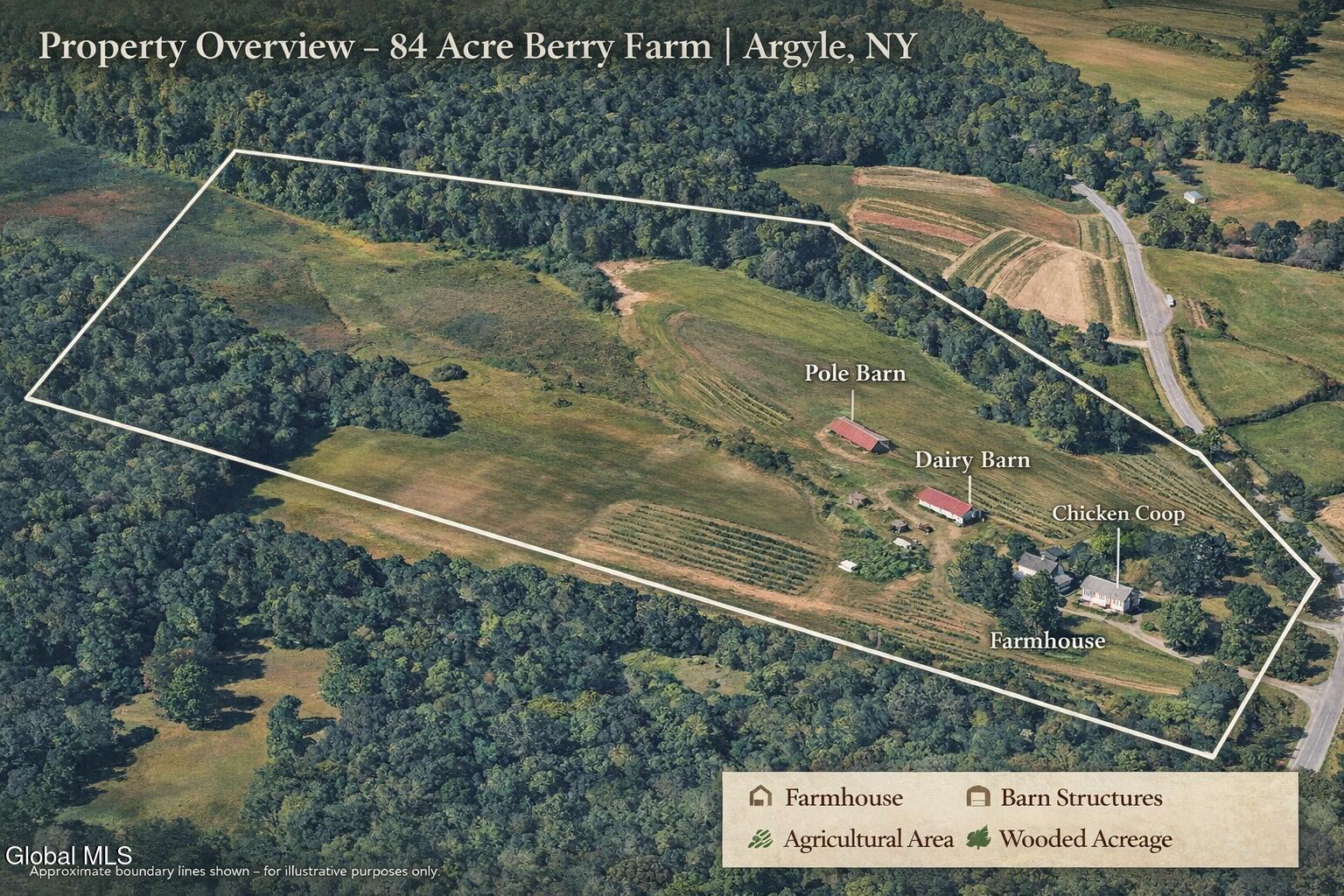 Image 2: Aerial map of 84-acre berry farm