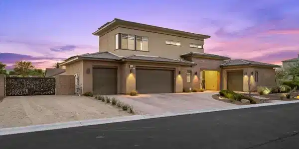 Image 2: Modern desert architecture with multiple garage ba