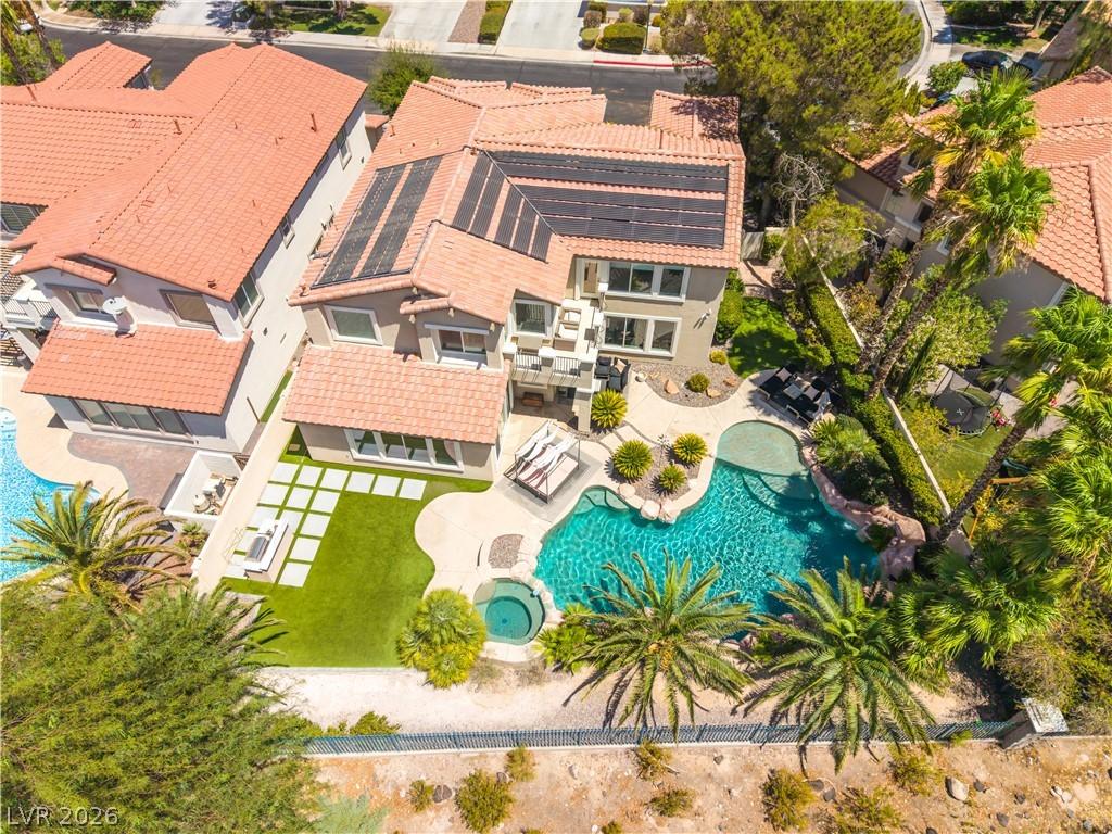 Image 3: An aerial perspective reveals a luxurious backyard