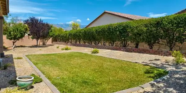 Image 4: This outdoor space features a well-maintained lawn
