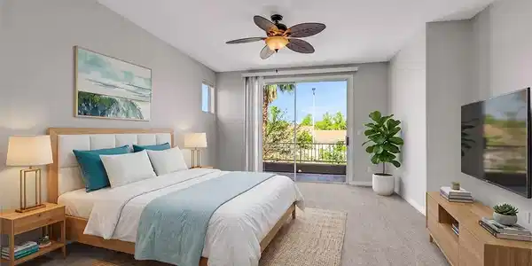 Image 4: Sliding glass doors open directly to a private bal