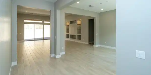 Image 3: Empty room with light wood-type flooring and reces