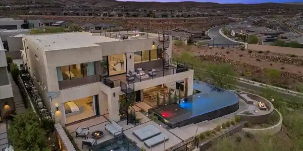 Image 2: An aerial perspective reveals a contemporary resid