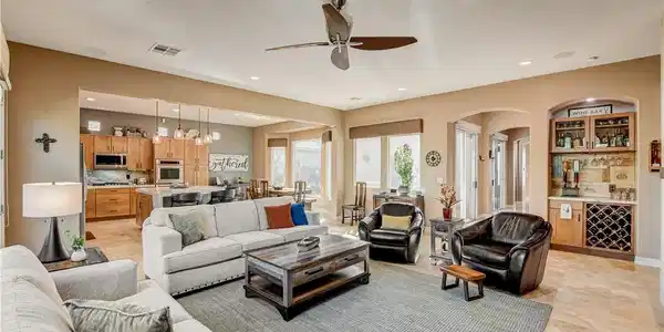 Image 3: An inviting great room with an open floorplan seam