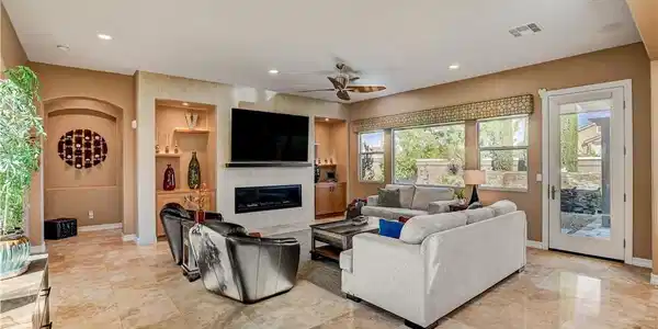 Image 4: Well-appointed living area boasts an integrated fi