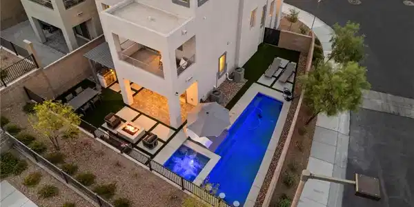 Image 3: An aerial perspective showcases a private courtyar
