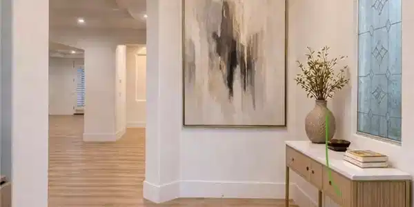Image 3: Virtual Staging: Hallway with a high ceiling and l
