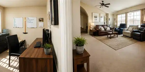 Image 2: Virtually Staged. Natural light floods this living