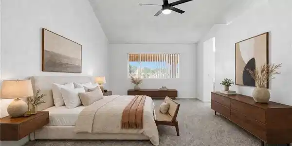Image 3: ** Virtually Staged**  High vaulted ceilings and p