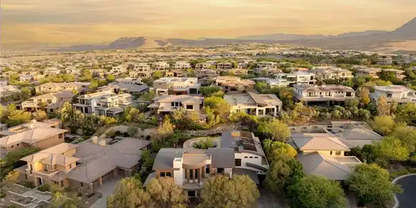 Image 3: An aerial perspective reveals a vibrant neighborho