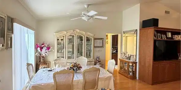 Image 4: Polished wood floors and a soaring vaulted ceiling