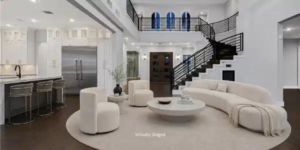 Image 2: &ldquo;Virtually Staged&rdquo;  This grand room features a d