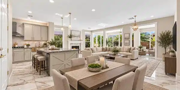Image 3: Polished tile flooring and recessed lighting defin