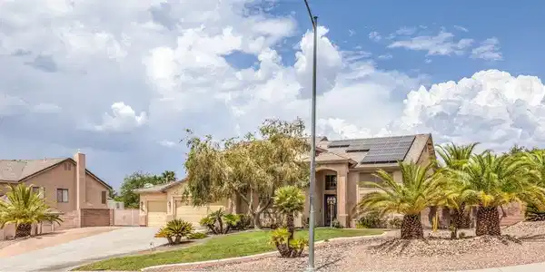 Image 2: Lush palm trees frame this desert-style suburban r