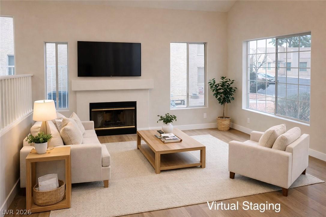 Image 2: Virtual Staging:Living room with light wood-style