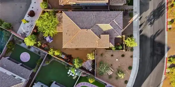 Image 2: An aerial perspective showcases a residential neig