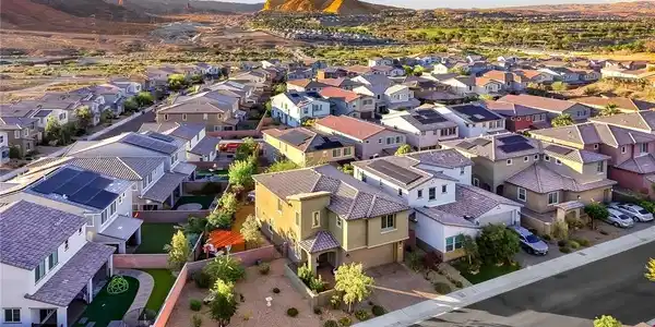 Image 3: An aerial perspective showcases a residential neig