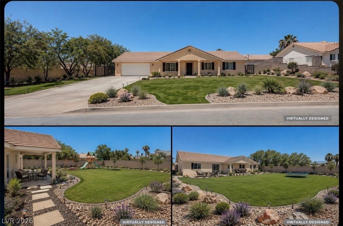 Image 1: A well-maintained lawn and desert-friendly landsca