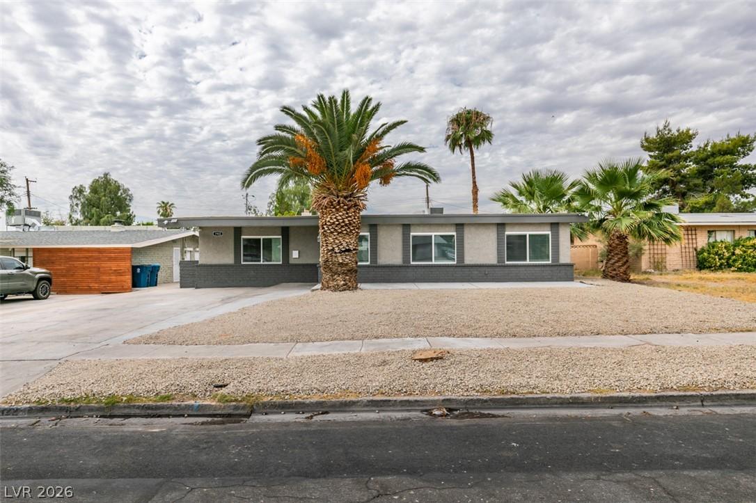 Image 1: Mature palms accent the contemporary architecture
