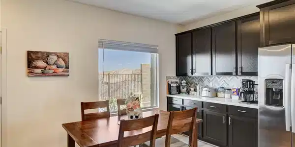 Image 4: This dining area with a mountain view offers a per