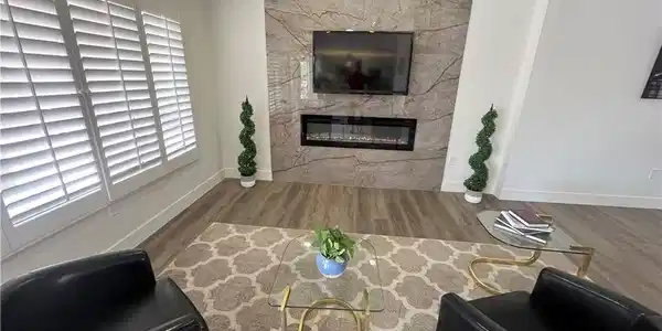 Image 4: Tiled Fireplace Wall with inset lighting and luxur