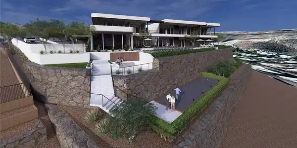 Image 3: Perched on a hillside, this contemporary estate bo