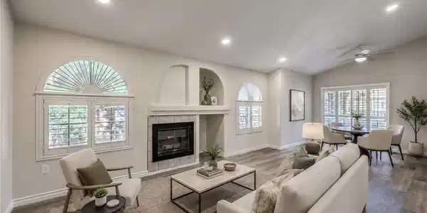Image 3: Relax in this inviting living space, showcasing a