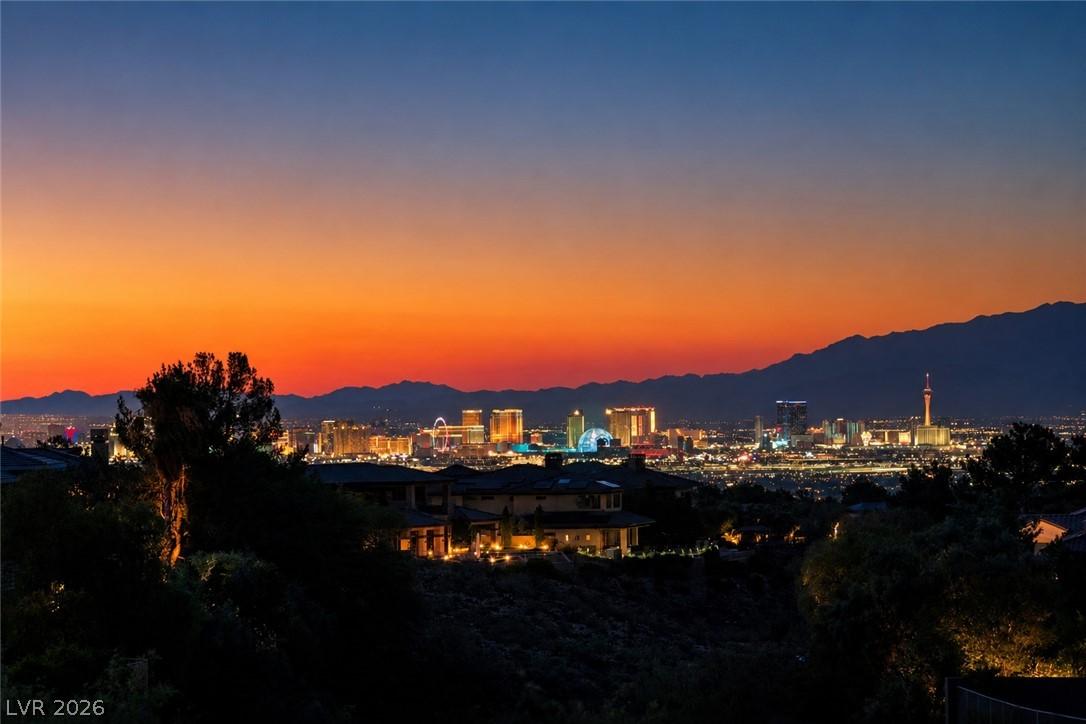 Image 1: City lights illuminate a captivating desert landsc
