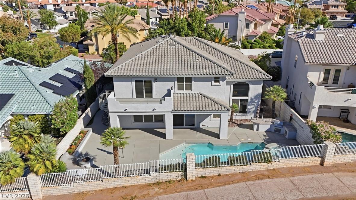 Image 4: An aerial perspective reveals a private swimming p