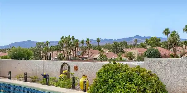 Image 3: Backyard with pool and beautiful unobstructed moun