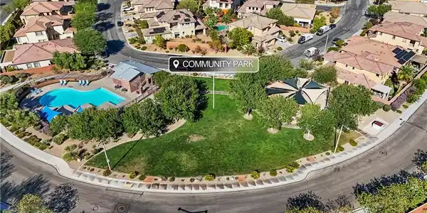 Image 2: An aerial perspective showcases a neighborhood par