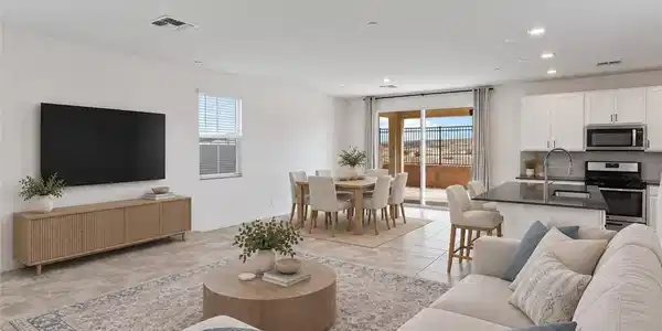 Image 4: An open-concept living space integrates a modern k