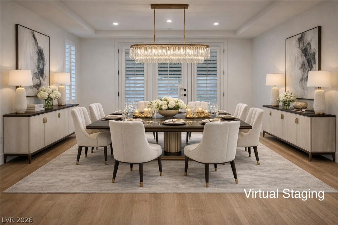Image 4: Virtual Staging:Dining room with light wood finish