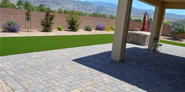 Image 4: Breathtaking Mountain Views!  An inviting paver pa