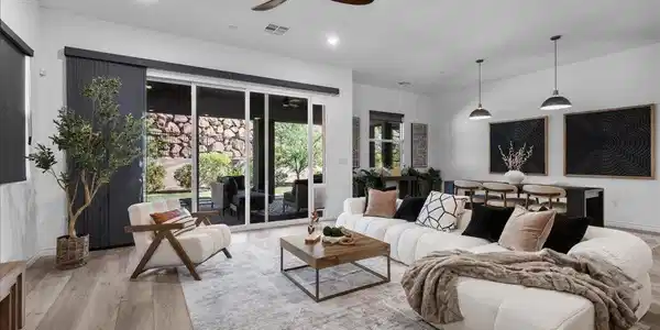 Image 2: Modern desert home with a charming stone facade an