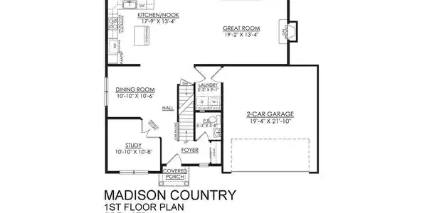 Image 2: A clear floor plan outlines the main level's thoug
