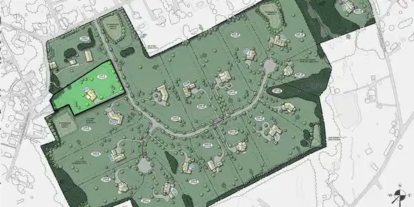 Image 3: An illustrated site plan details the planned parce