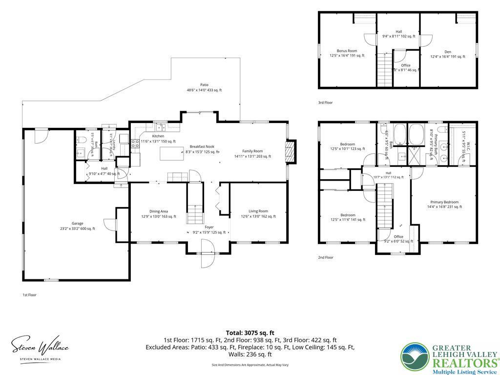 Image 4: Floor Plans 3 Levels w/ Garage