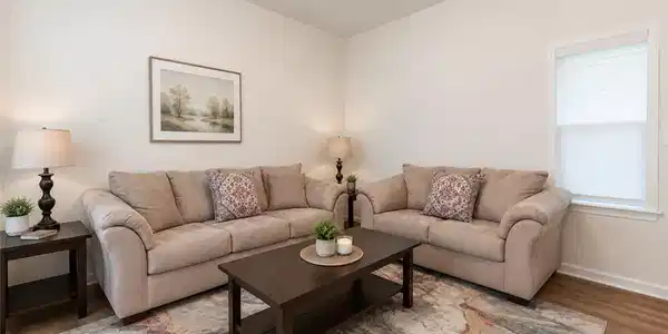 Image 3: Smooth plaster walls and LVP flooring anchor this