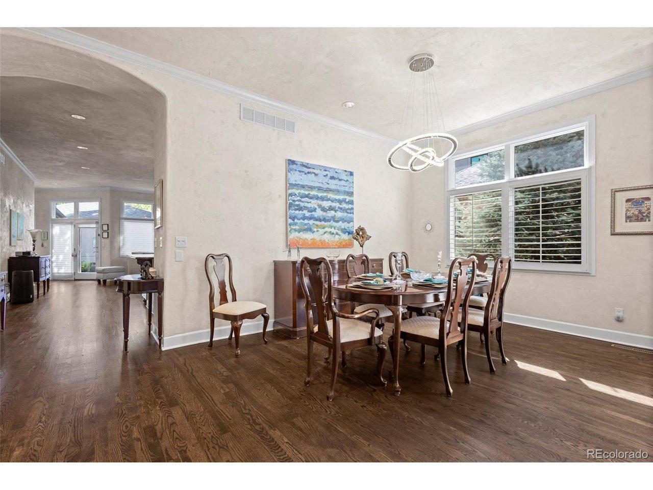 Image 2: Dining room, high ceilings, hand plastered walls, crown moldings, windows facing side trees Image 2: Dining room, high ceilings, hand plastered walls, crown moldings, windows facing side trees