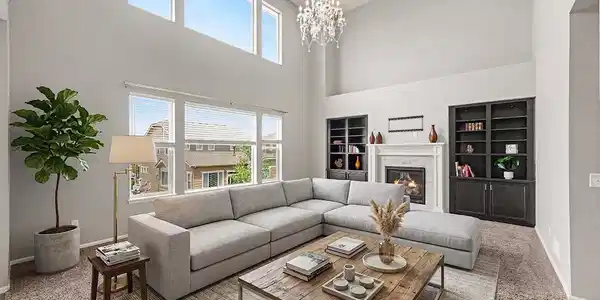 Image 2: Great room with built ins and gas fireplace - opens to loft Image 2: Great room with built ins and gas fireplace - opens to loft