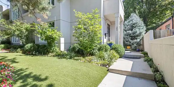 Image 2: Entry with turf, blue spruce, peonies, lilacs Image 2: Entry with turf, blue spruce, peonies, lilacs