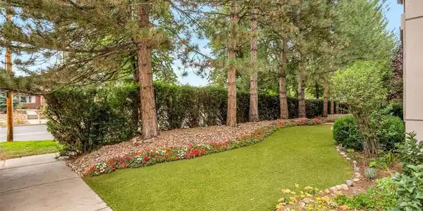Image 3: Park like entry, corner unit with artificial turf Image 3: Park like entry, corner unit with artificial turf