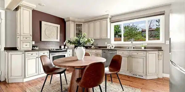 Image 3: updated kitchen with views of the backyard Image 3: updated kitchen with views of the backyard