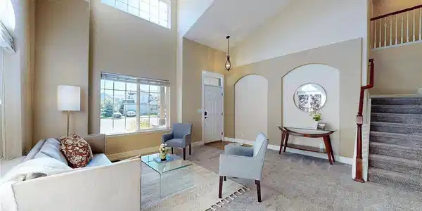 Image 4: Looking at front entrance and living room