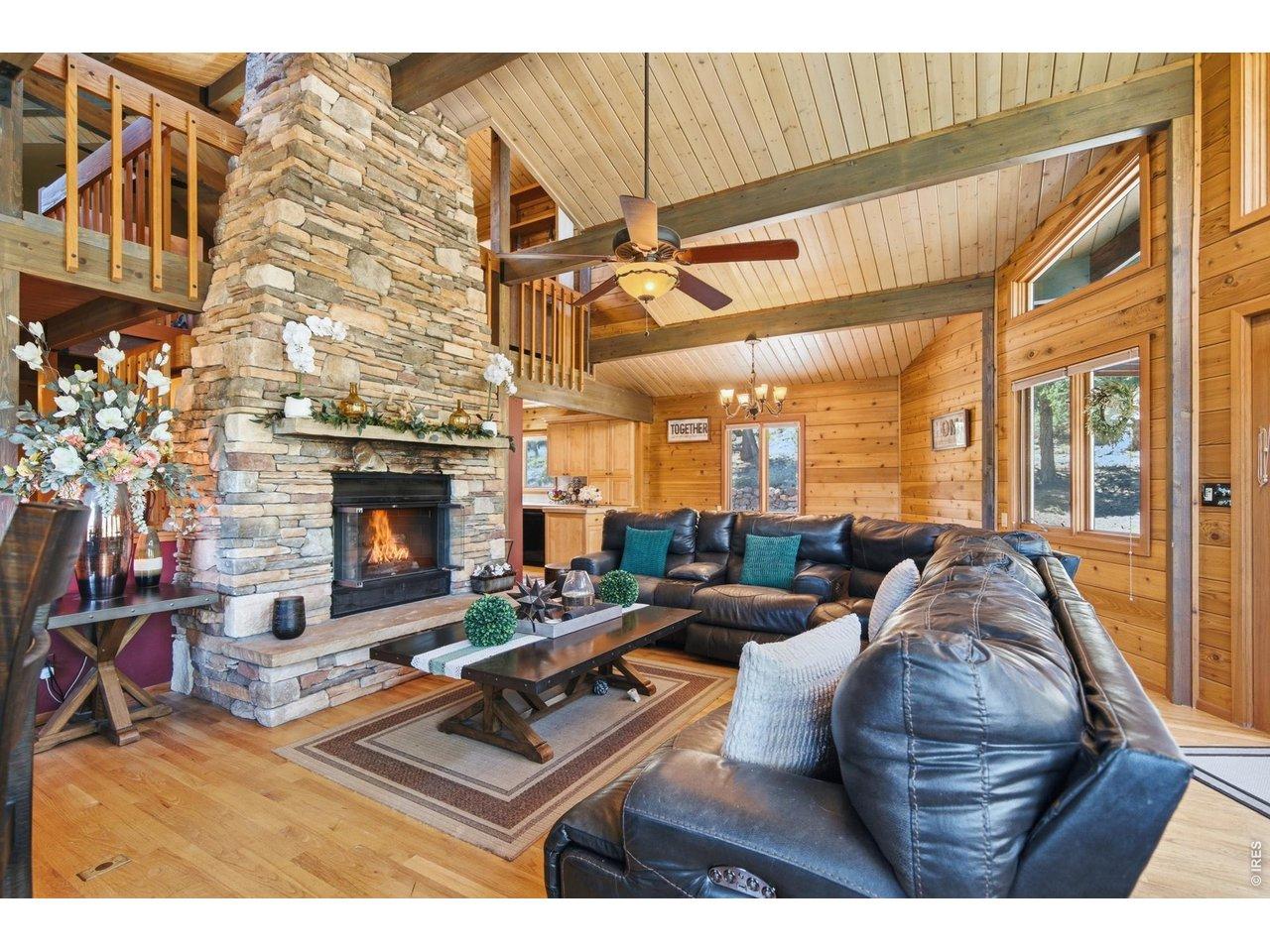 Image 2: Massive Stone Fireplace Image 2: Massive Stone Fireplace