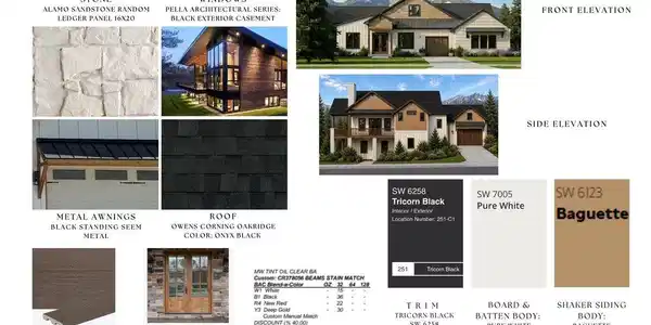 Image 4: Exterior color board selections for the Belford Image 4: Exterior color board selections for the Belford